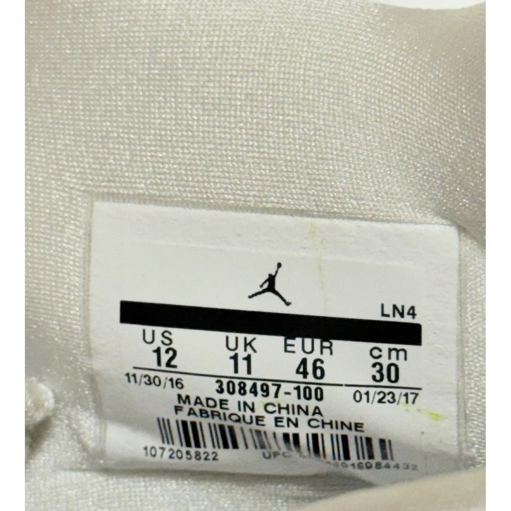 Air Jordan 4 Retro Pure Money White Metallic Silver Mens‎ Size 12 Sneakers